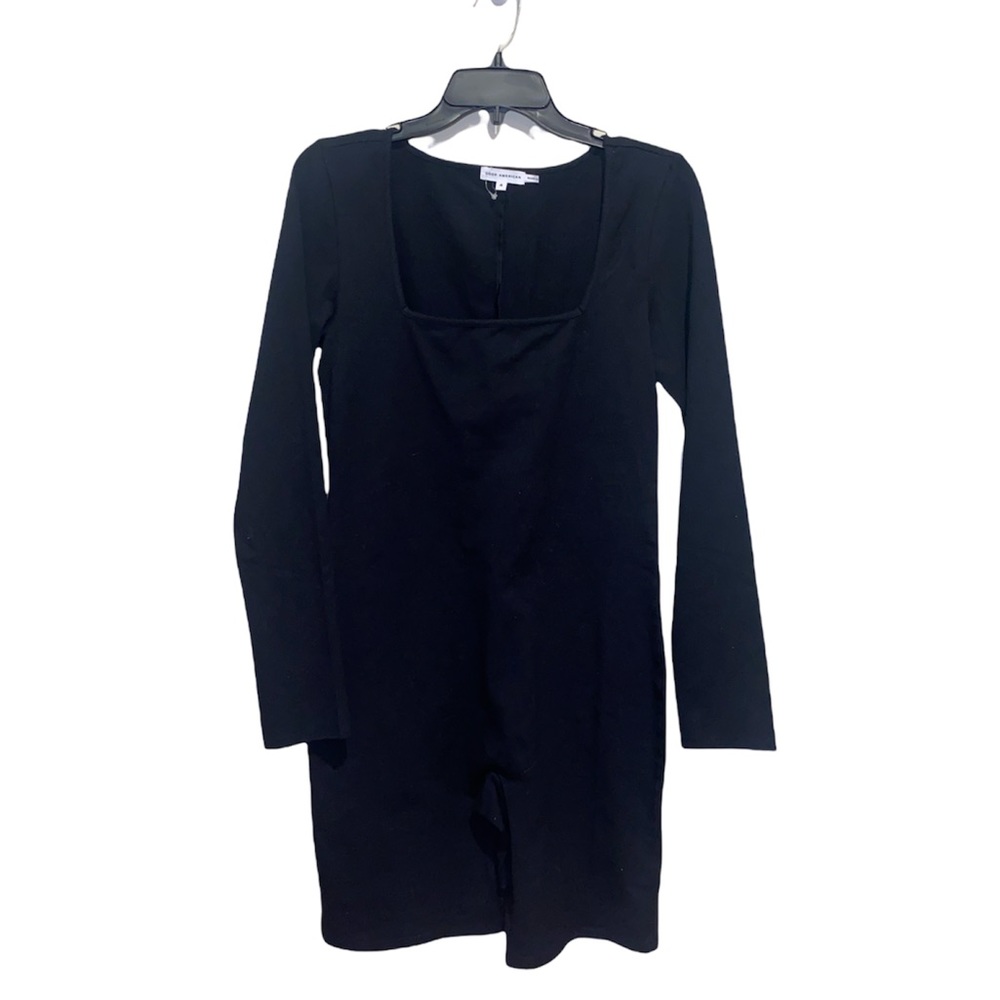 [Good American] Black Long Sleeve Dress with Square Neck